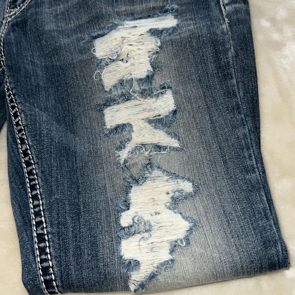 NWT SILVER JEANS👖 DISTRESSED RIPPED BOOTCUT TUESDAY JEANS Women’s 14 W34 L33 - Picture 5 of 15
